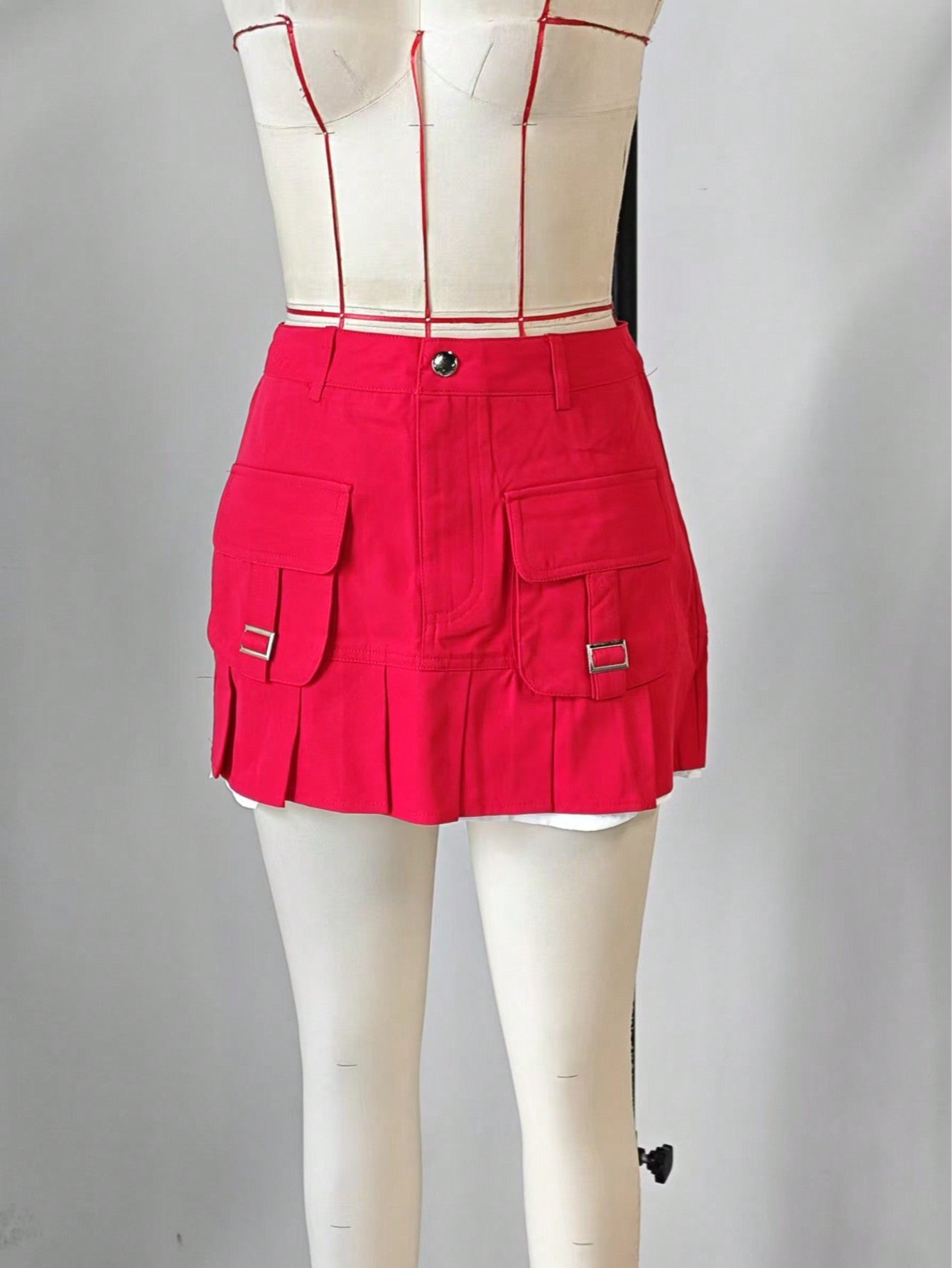 Women's Red A-Line Mini Skirt