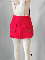 Women's Red A-Line Mini Skirt
