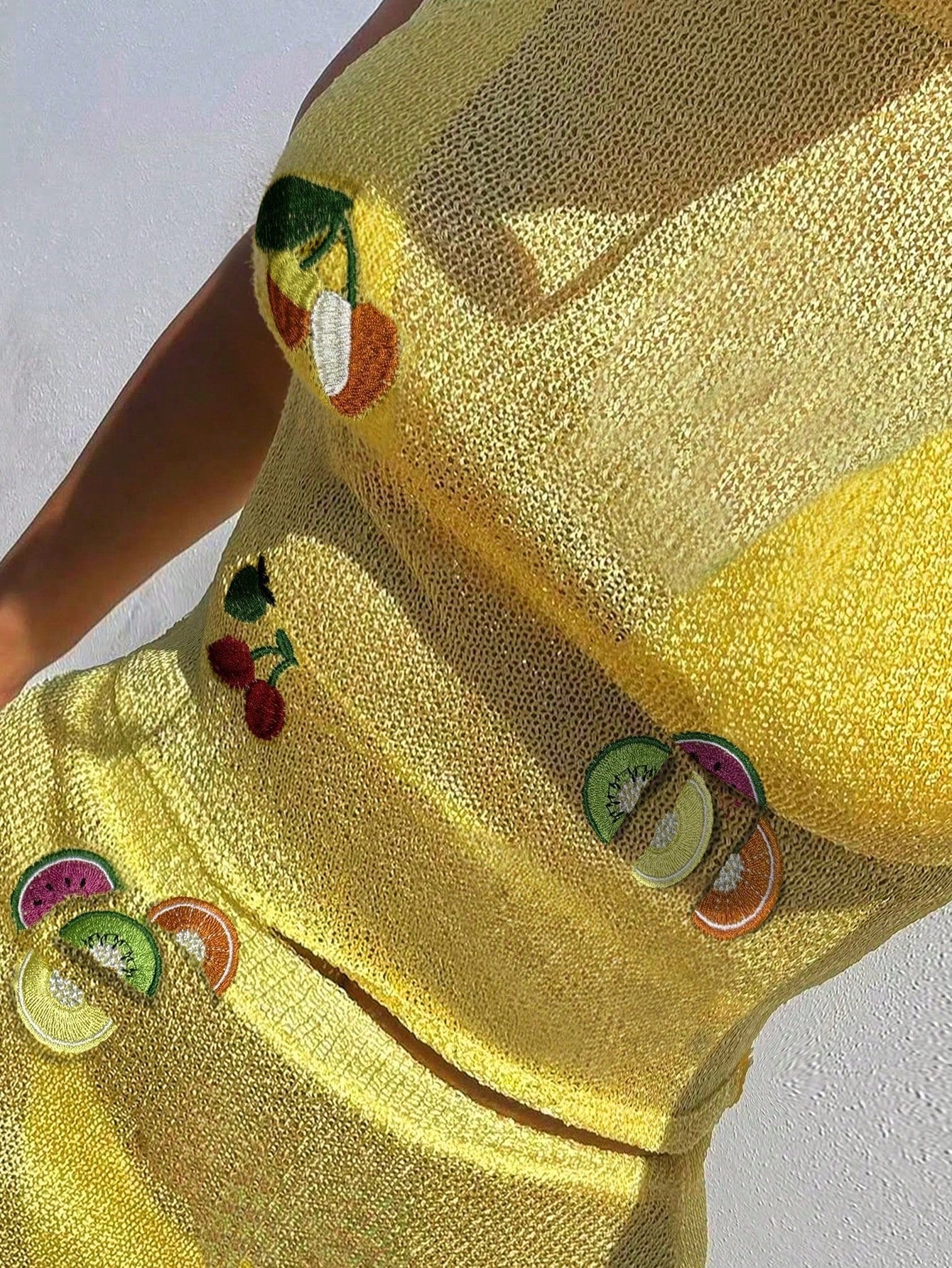 Women's Yellow Ribbed Knit Henley Top with Button Placket