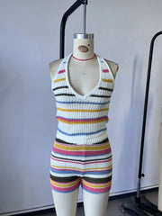 Women's Multicolor Knit Bodycon Midi Dress