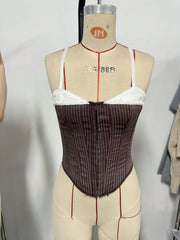 Women's Brown Corset Bustier Top