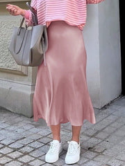 Women's Pink Polyester Mini skirt with A-line