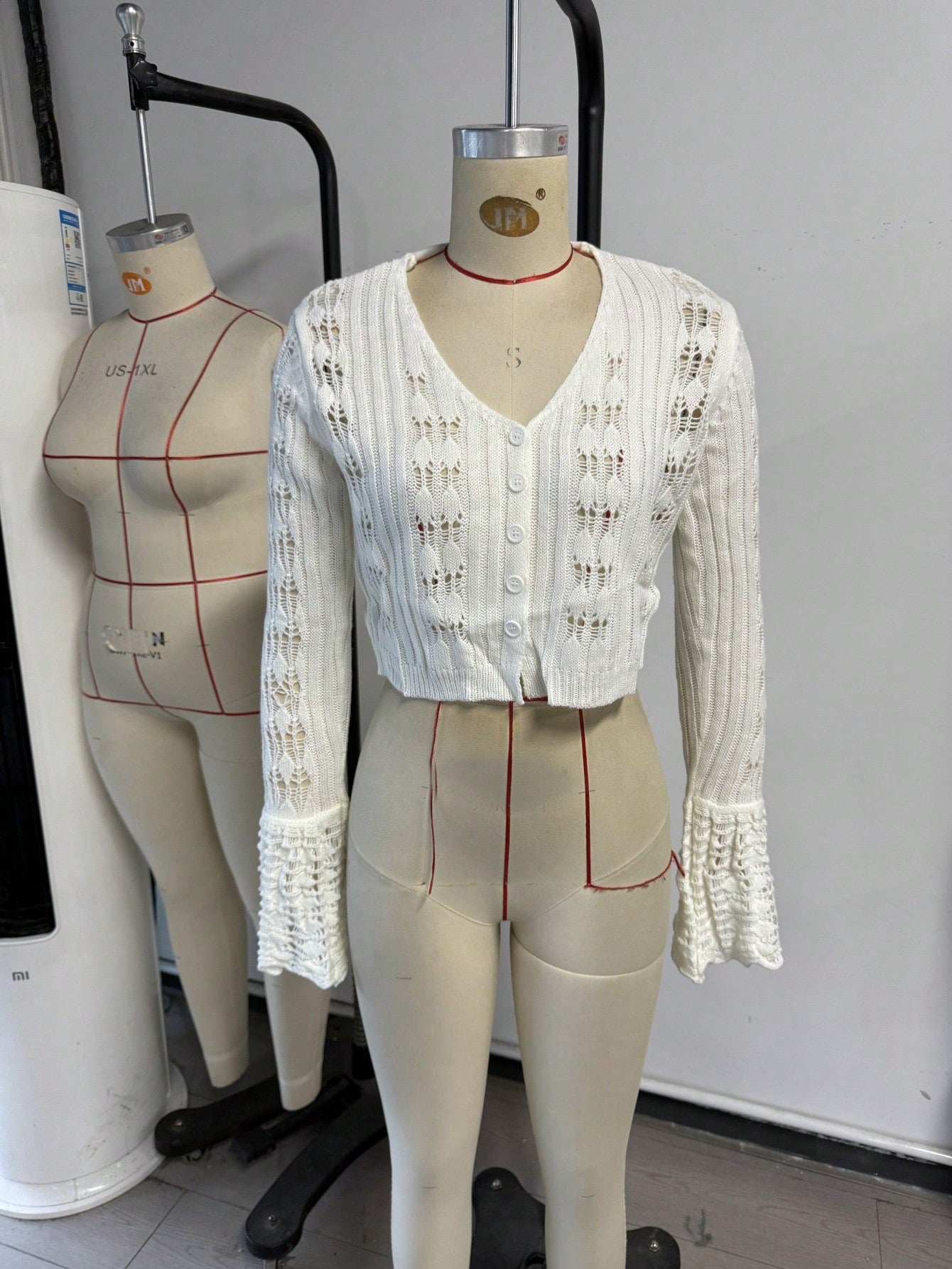 Women's White Ribbed Knit Henley Top with Button Placket