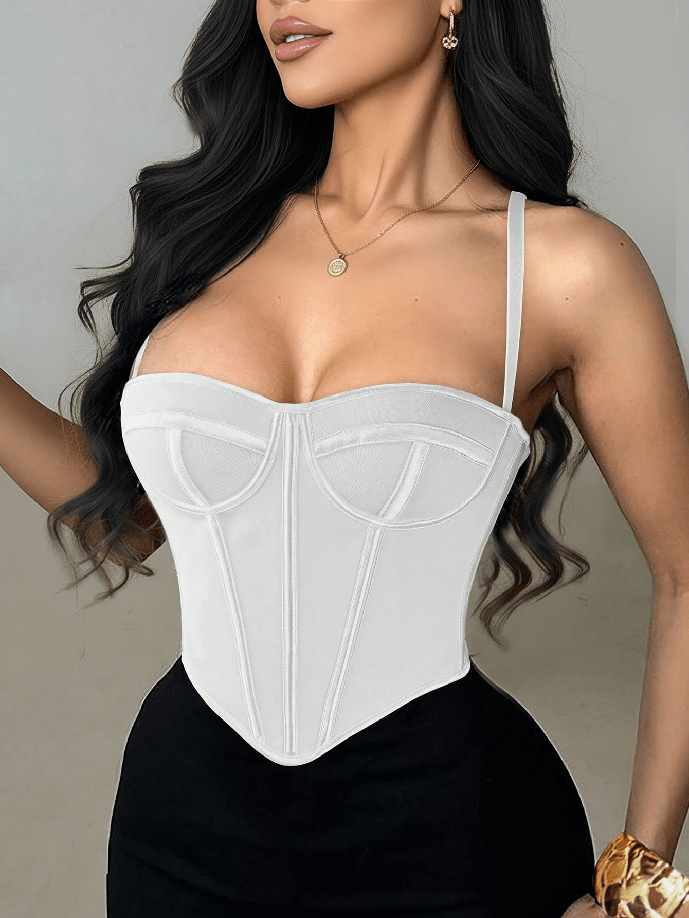Women's Pure White Bustier Corset Top for Summer