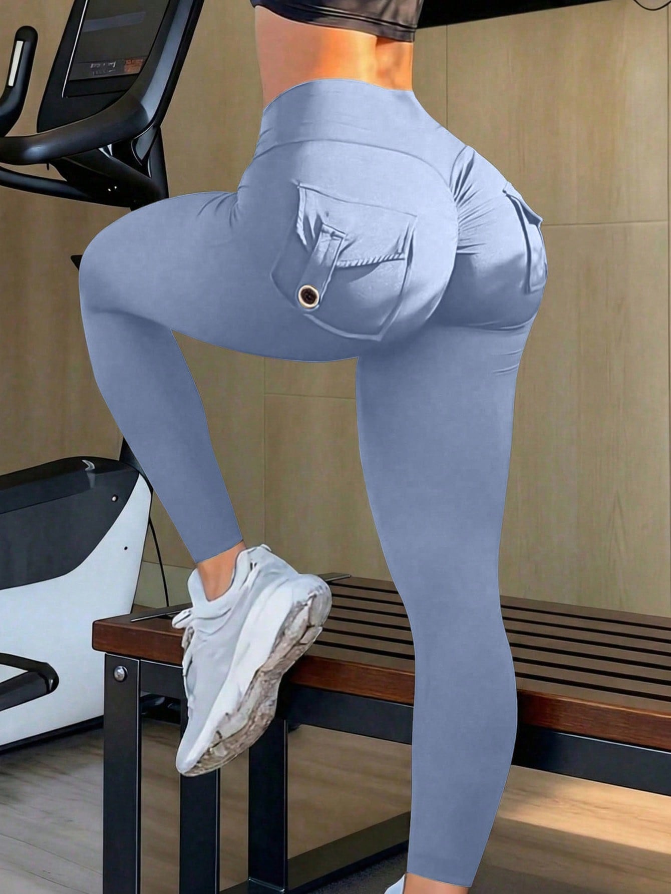 Women's Light Blue High-Waist Yoga Pants
