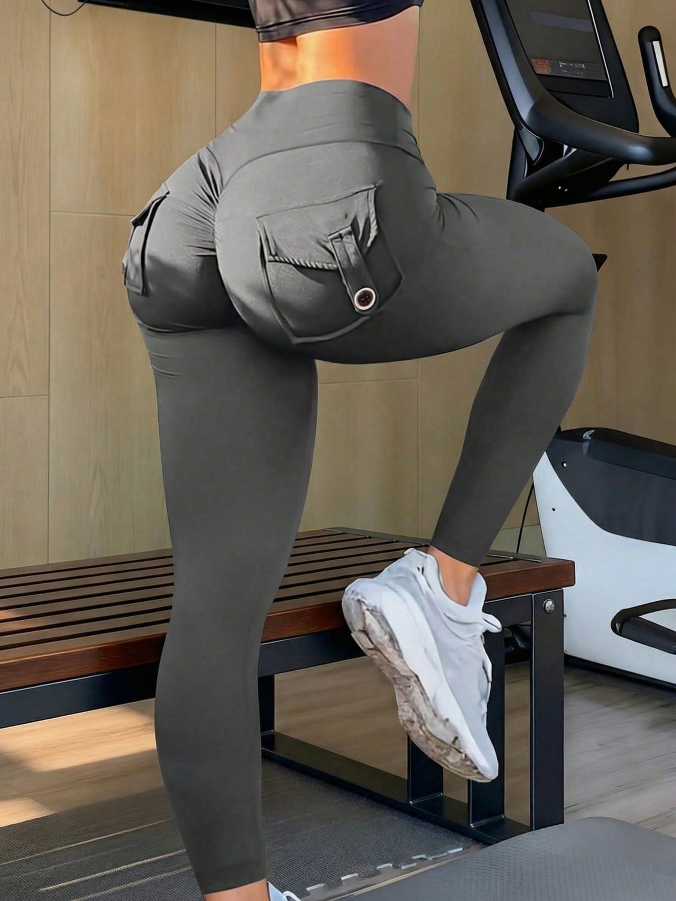 Women's Grey High-Waist Yoga Pants