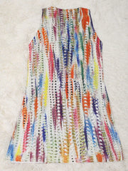 Women's Multi-Color Abstract Print Polyester Sleeveless Round Neck Mini Dress