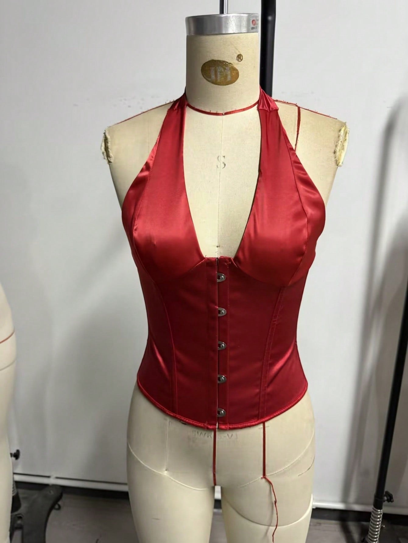 Women's Bright Red Lace Corset Top