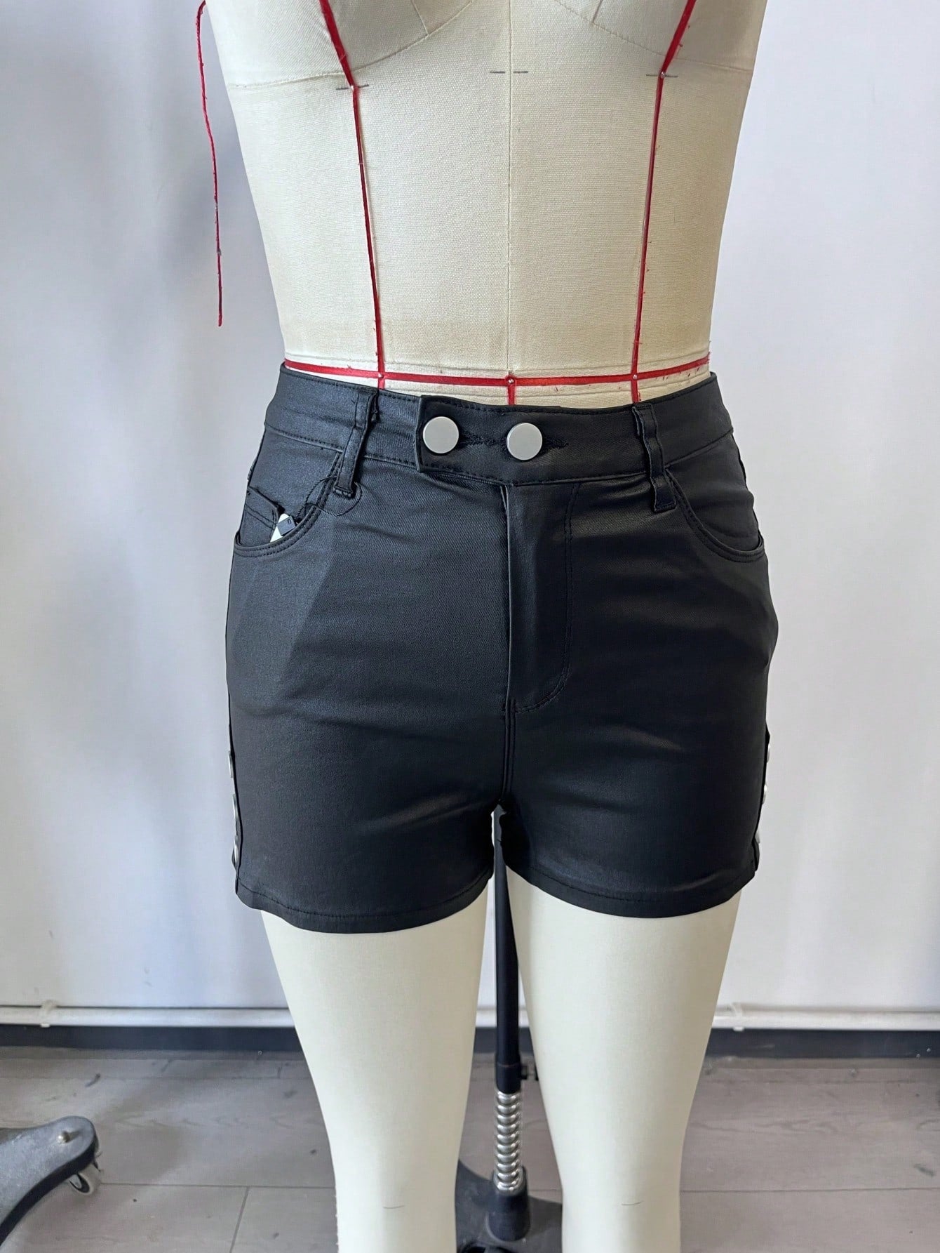 Women's Black Polyester Full-length pants with wide-leg