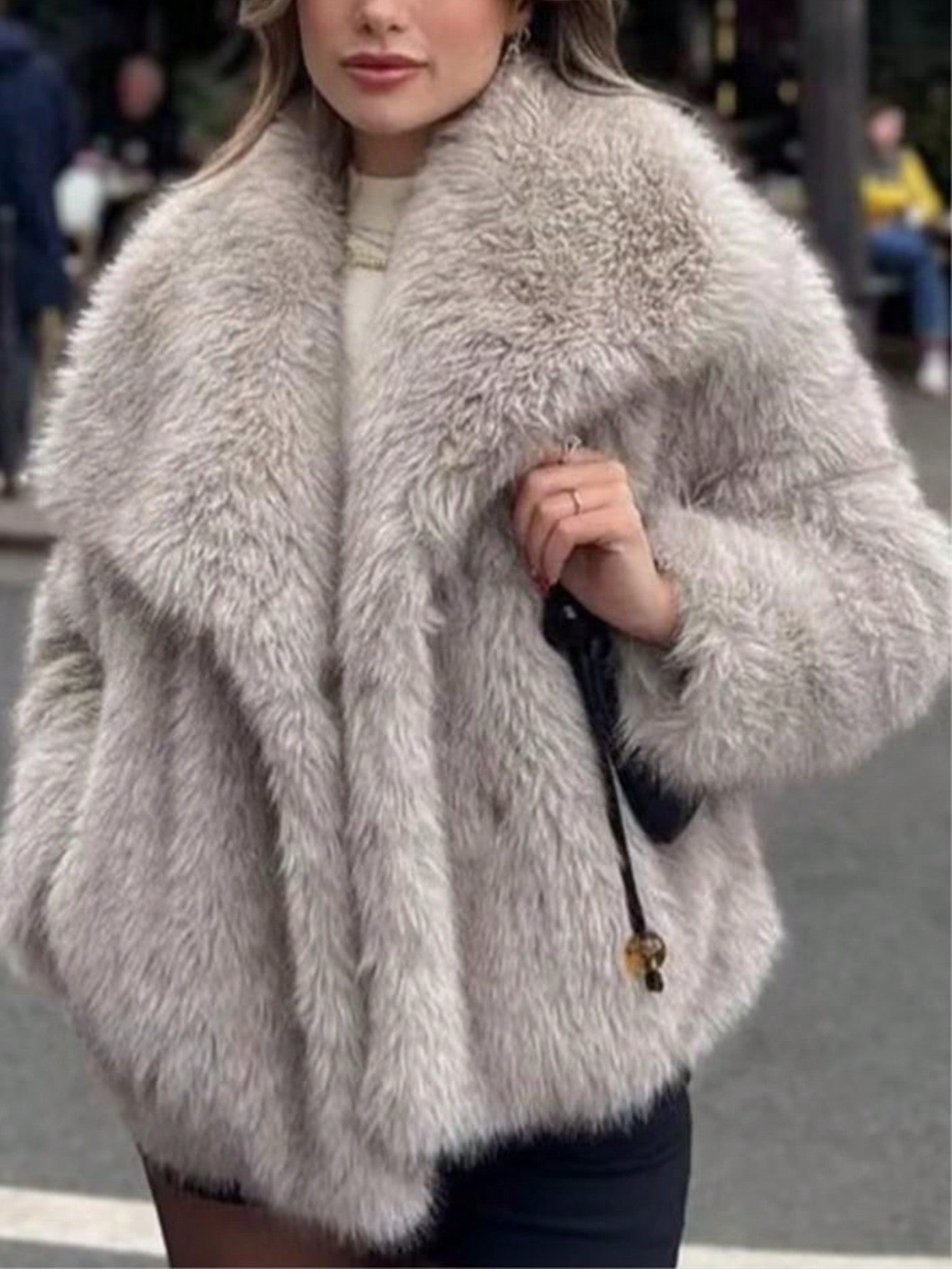 Women's Striped Ruffle Collar Blouse - Long Sleeve Loose-Fit Polyester-Rayon Top