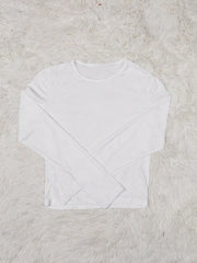 Women's White Polyester Blouse with long-sleeve