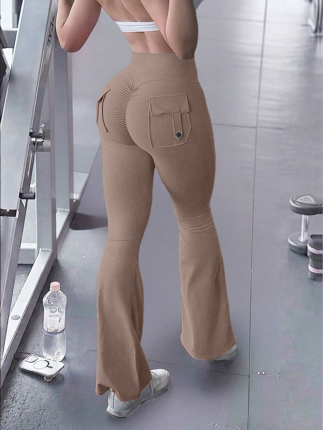 Women's Khaki High-Waist Yoga Pants