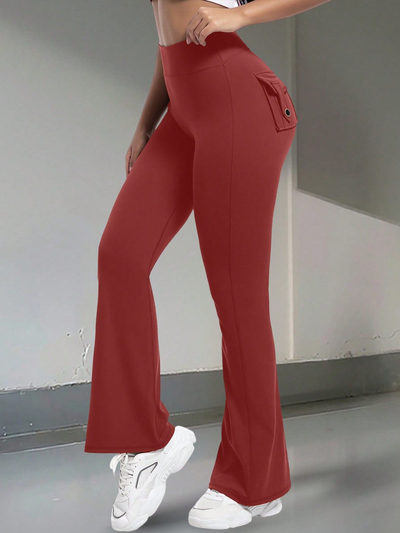 Women's Anchora Red High-Waist Yoga Pants