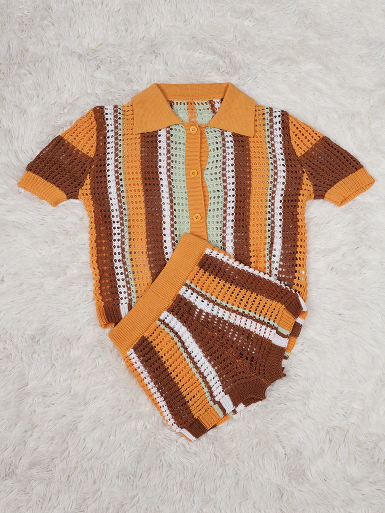 Women's Orange Knit Midi dress with sleeveless