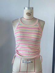 Women's Multi Color Ribbed Knit Midi bodycon dress with sleeveless