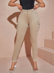 Women's Khaki Wide-Leg Denim Jeans