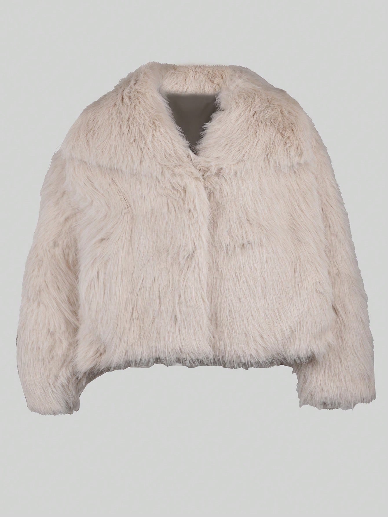 Women's Elegant Women's Grey Faux Fur Jacket Short Winter Coat