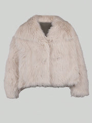 Women's Elegant Women's Grey Faux Fur Jacket Short Winter Coat