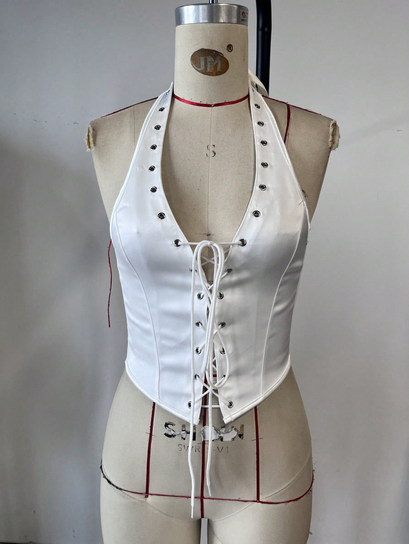 Women's White Satin Sweetheart Boned Corset Bustier