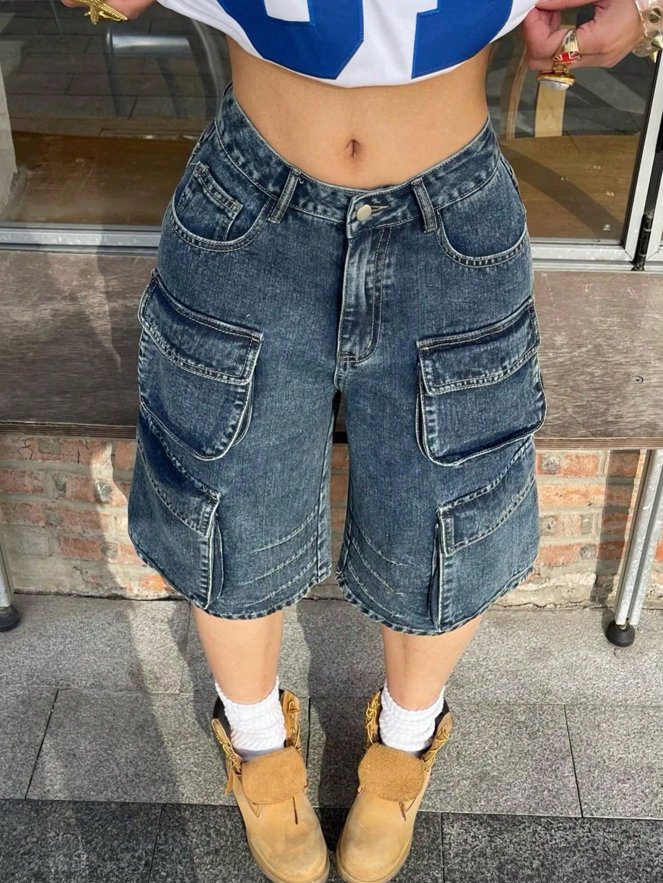 Women's Bleached Blue Distressed Straight Leg Jeans