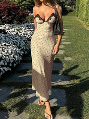 Elegant Off-Shoulder Polka Dot Maxi Dress for Women - Vintage Inspired Slim Fit Evening Party Dress