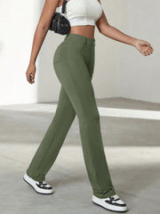 Women's Green High-Waisted Flare Yoga Pants with Bootcut Leg