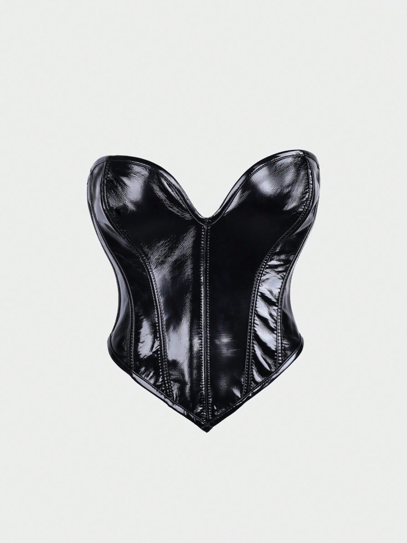 Women's Black PU Leather Corset Top