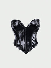 Women's Black PU Leather Corset Top
