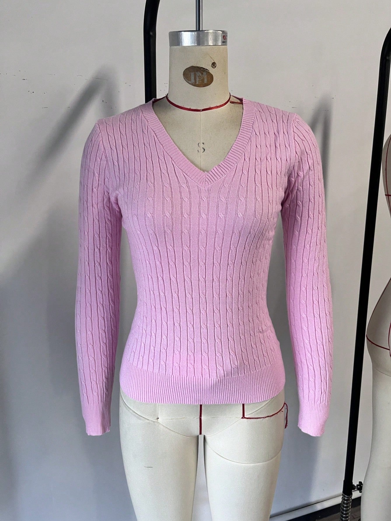 Women's Pink Ribbed Knit Midi Bodycon Dress
