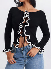 Women's Black Knit Bodycon Midi Dress