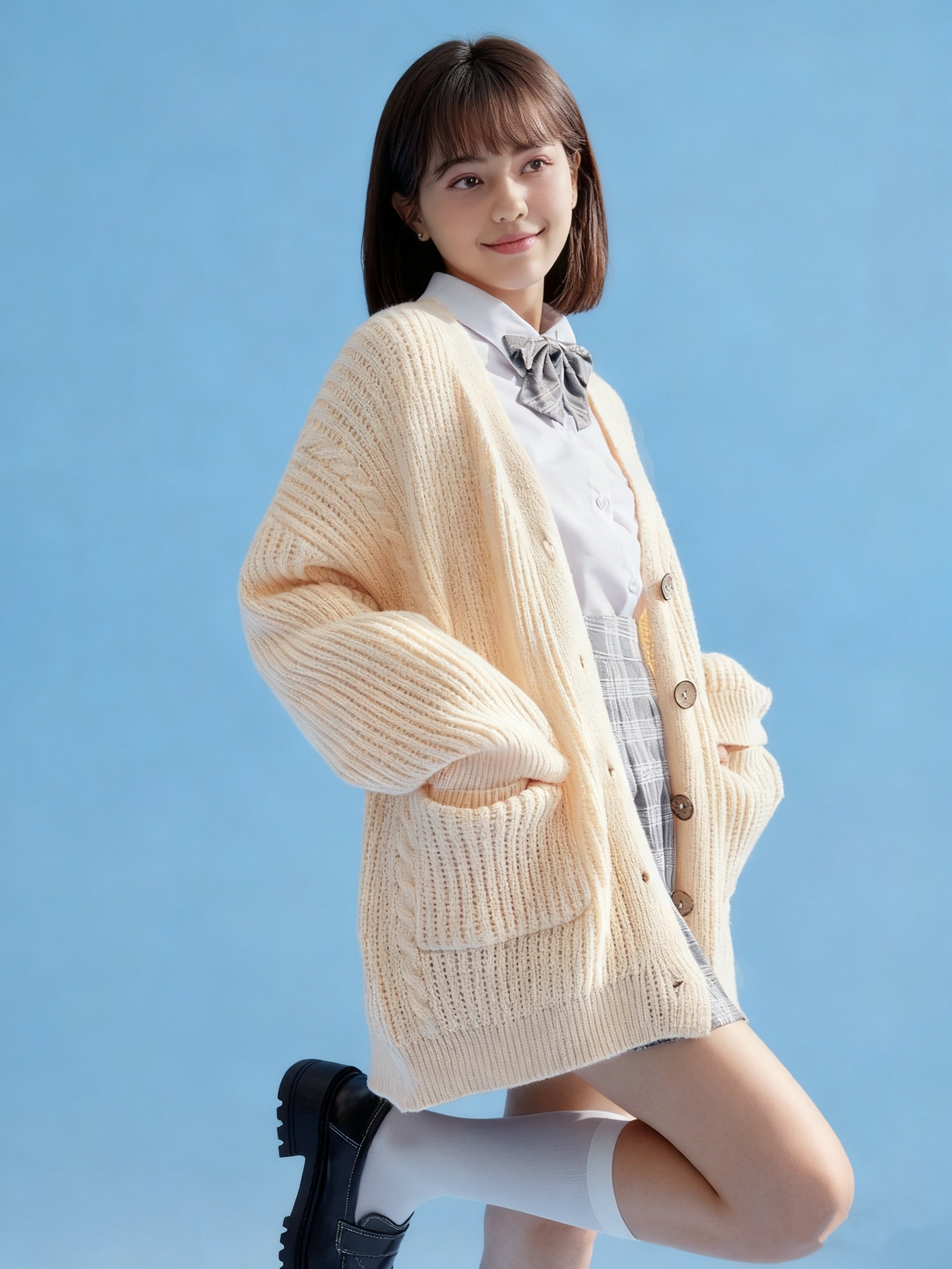 Pre-order Women's Beige Cable-Knit Cardigan | MOQ 24 Units | 10-15 Calendar Days Shipping