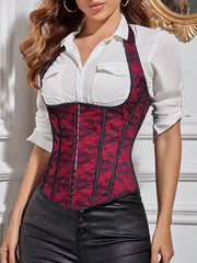 Women's Black Red Cotton Blend Two-Tone Blouse with Contrast Detail