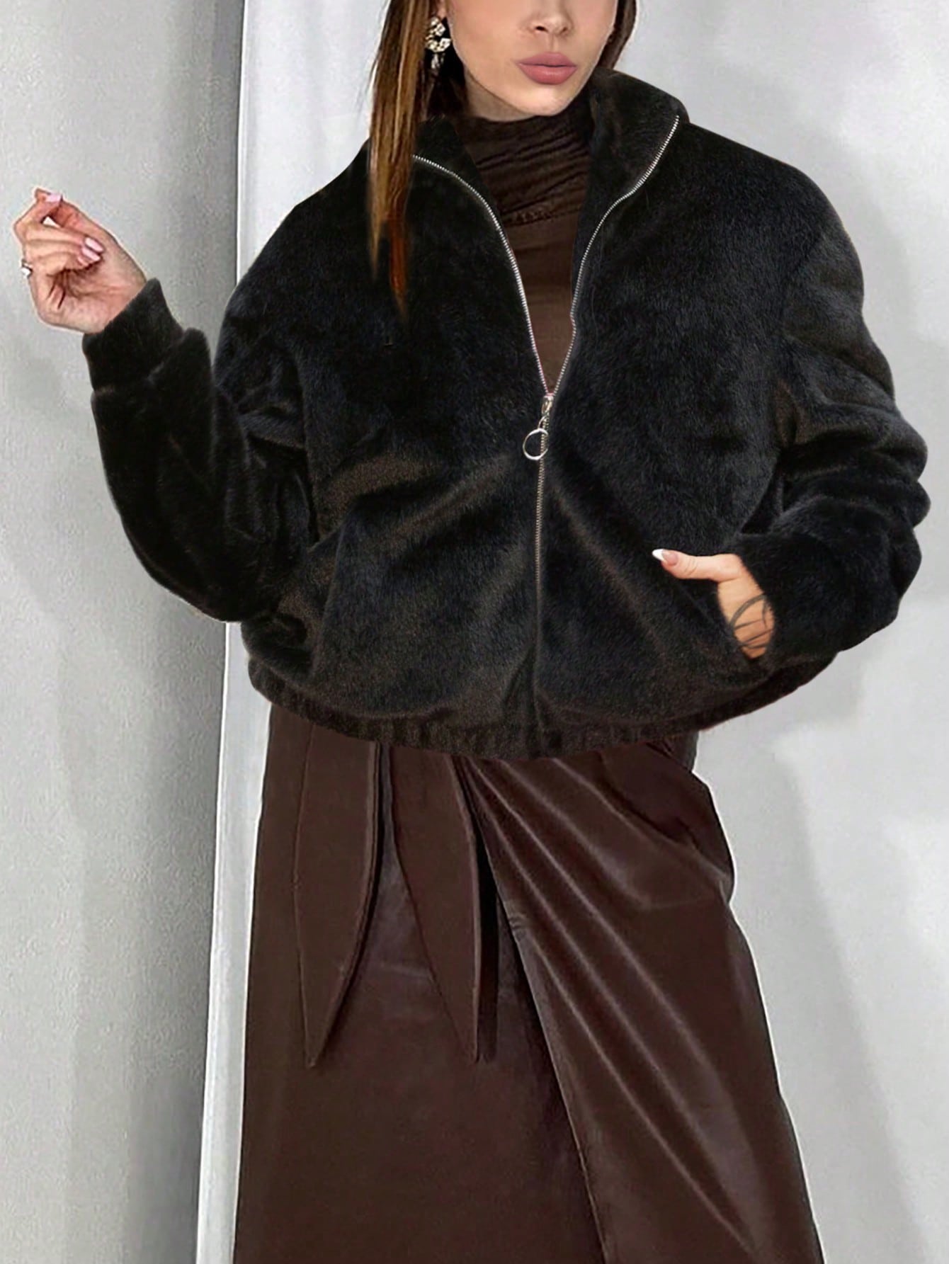 Women's Black Winter Parka Jacket