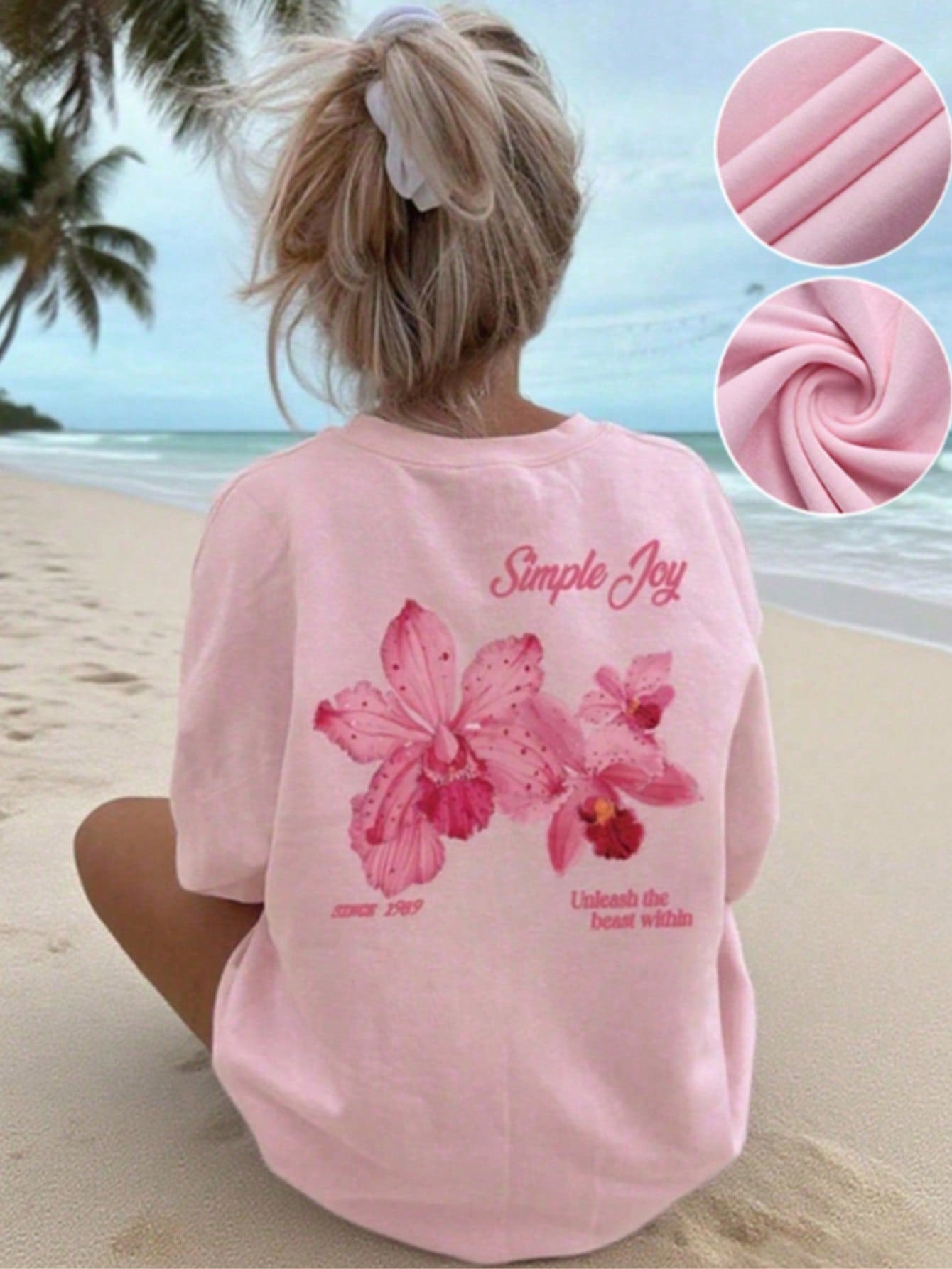 Women's Pink Polyester Blouse with long-sleeve