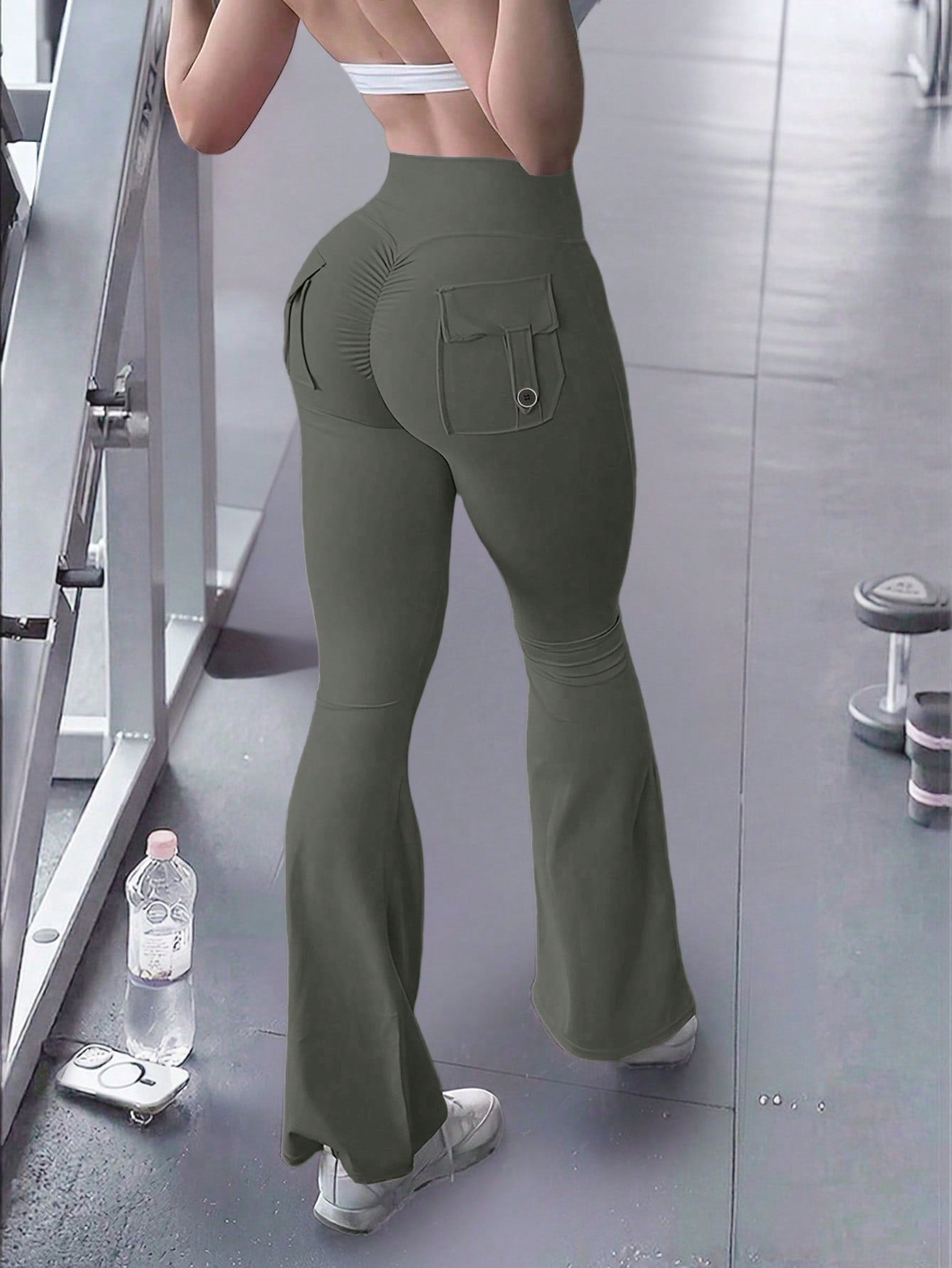 Women's Grey High-Waist Yoga Pants
