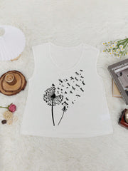 Women's Women Sleeveless Dandelion and Dragonflies Graphic Tank Top