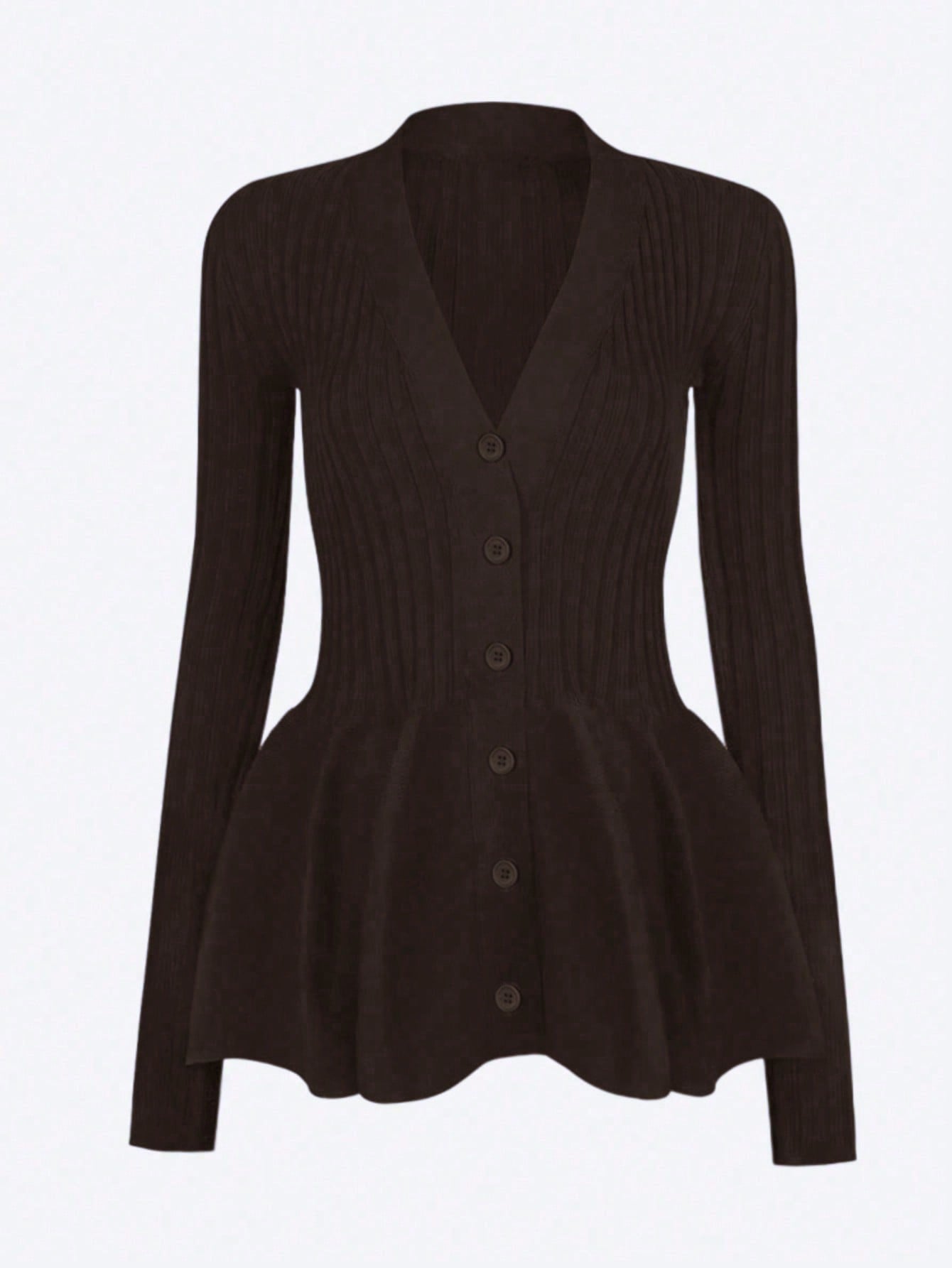 Women's Brown Ribbed Knit Midi bodycon dress with sleeveless