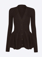 Women's Brown Ribbed Knit Midi bodycon dress with sleeveless