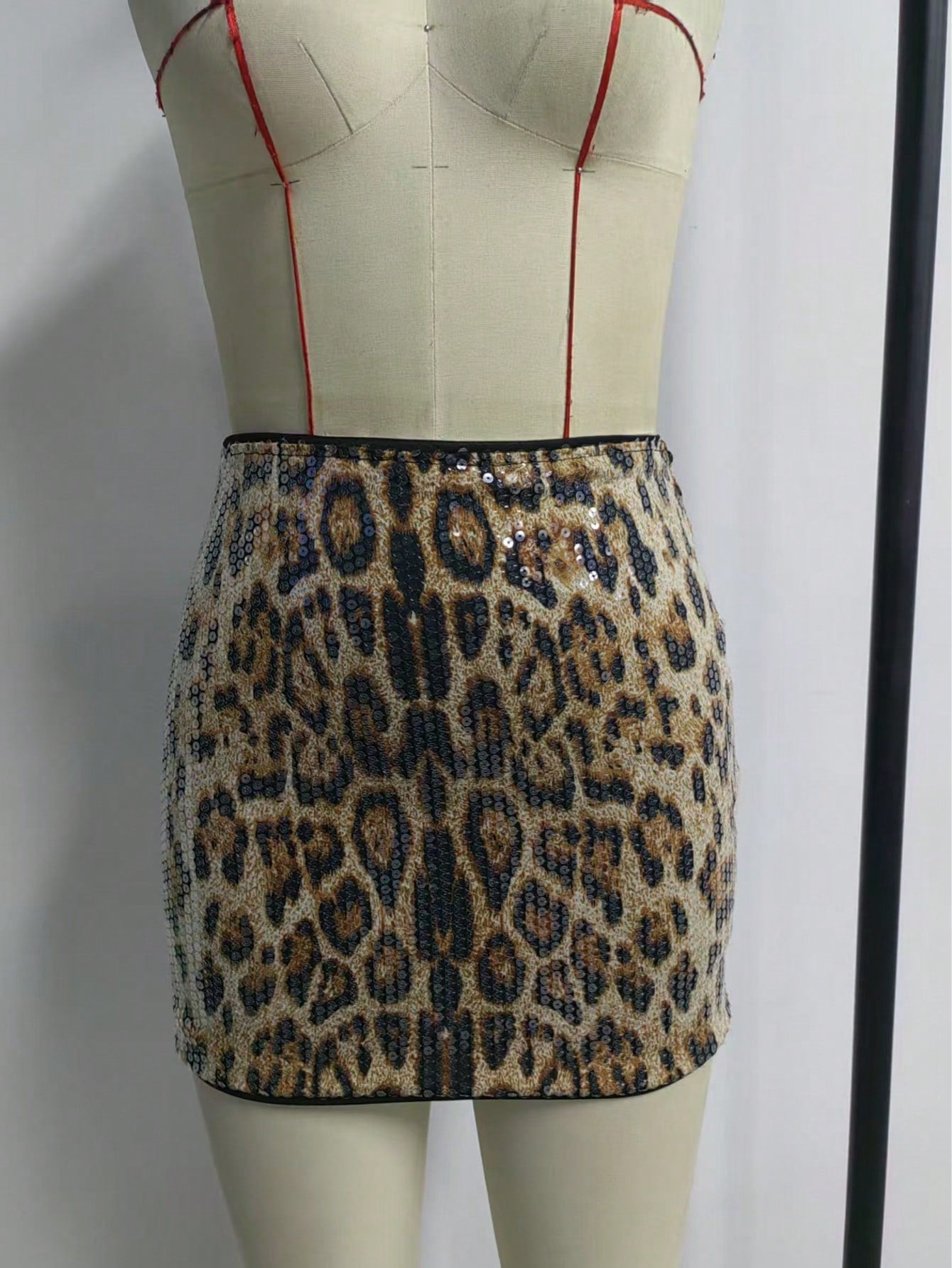 Women's Leopard Print High Waist Mini Skirt with Side Slit