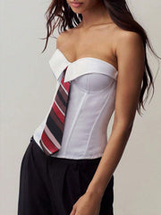 Women's White Collar Corset Top