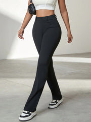 Women's Black High-Waisted Flare Yoga Pants with Bootcut Leg