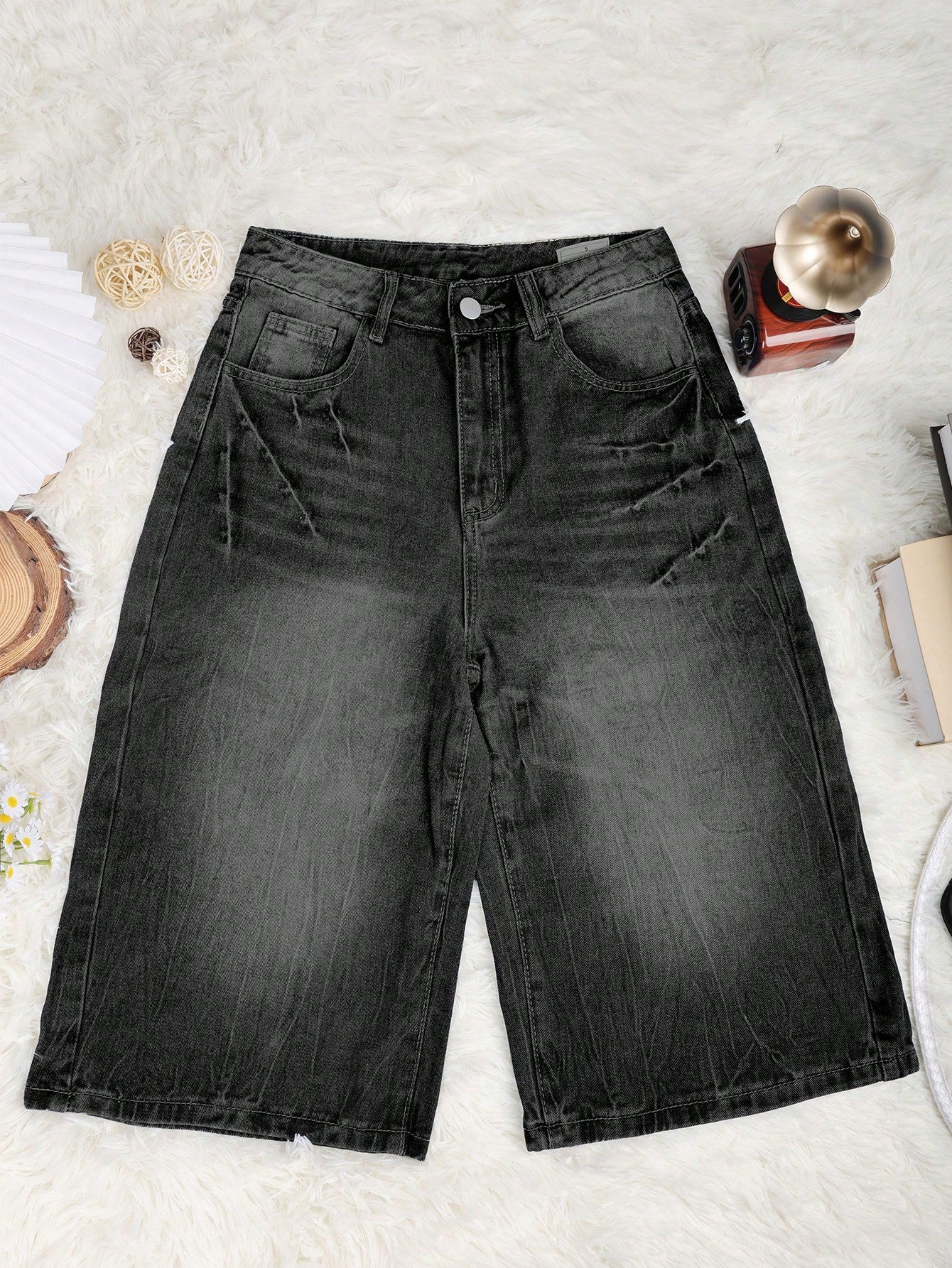 Women's Black High-Waist Straight Leg Jeans