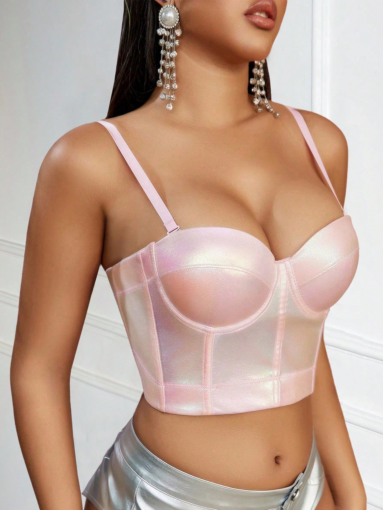 Women's Pink Corset Bustier Top
