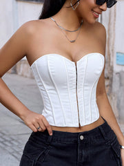 Women's Elegant Women's White Boned Corset Top Strapless Bustier