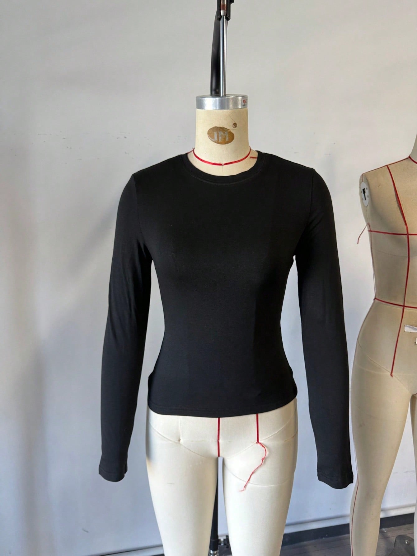 Women's Black Polyester Blouse with long-sleeve