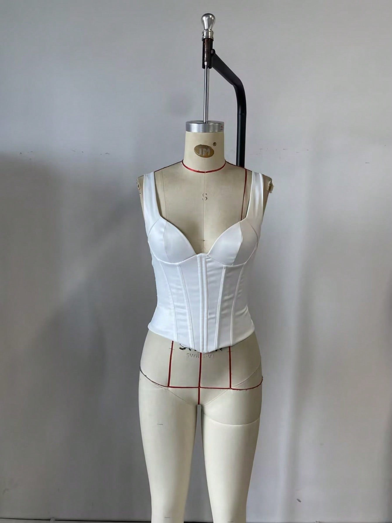 Women's White Faux Leather Bustier corset top with strapless