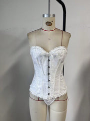 Women's White Lace Trim Tops
