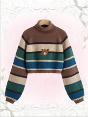 Pre-order Women's Striped Turtleneck Knit Sweater | MOQ 24 Units | 10-15 Calendar Days Shipping
