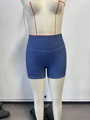 Women's Denim Blue High-Waisted Flare Yoga Pants with Bootcut Leg