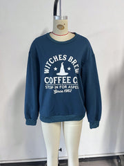 Women's Teal Graphic Print Crewneck Sweatshirt